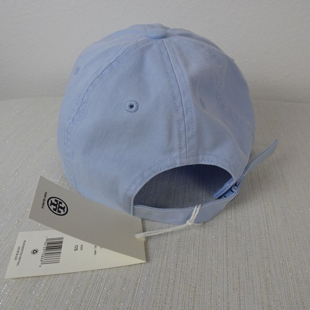 TORY BURCH Logo Baseball Cap Hat Blue Ice Floe Adjustable Cotton NWT $78 - Picture 6 of 13